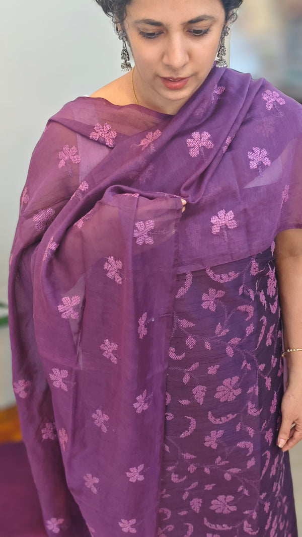 Dark purplecotton silk salwar suit