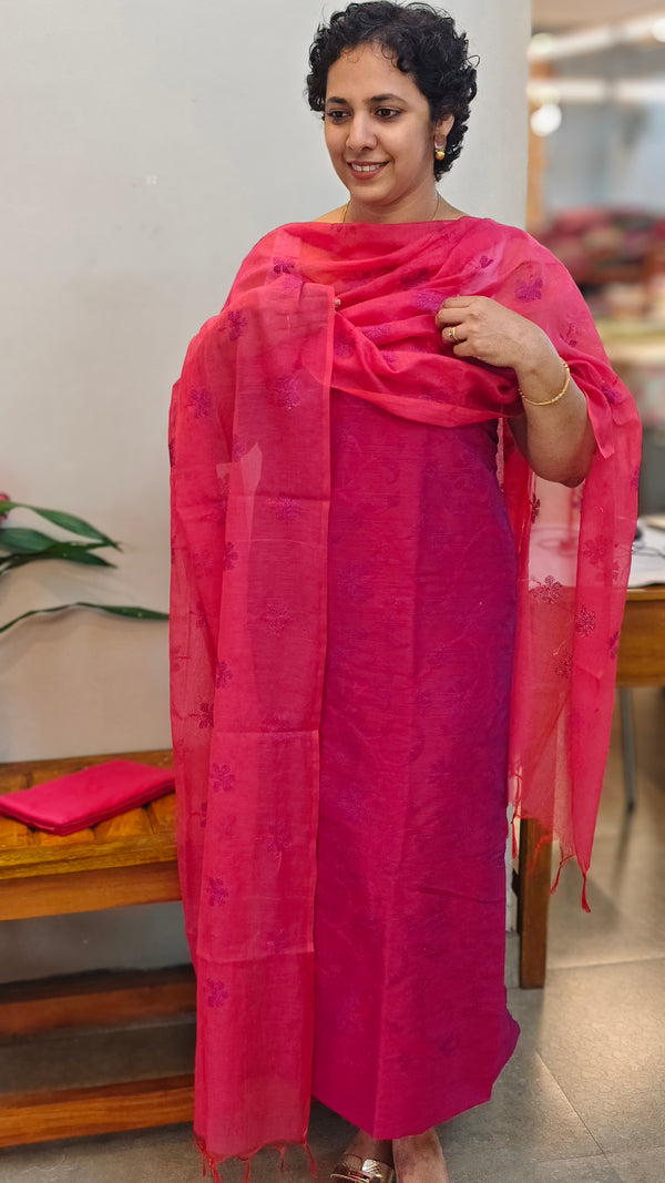 Dark Pink cotton silk suit