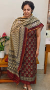 Maroon and beige chanderi salwar suit