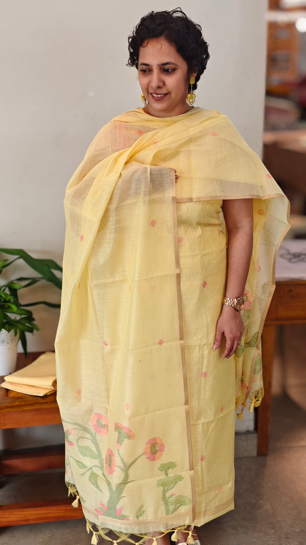 Canary Yellow Jamdani suit - DL73