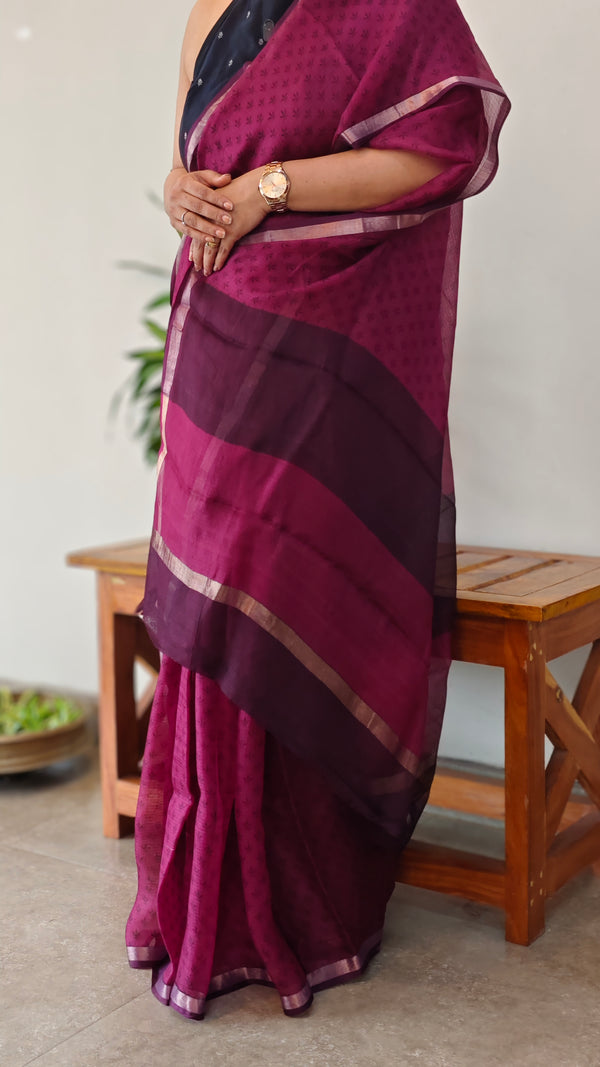 Wine printed kota silk saree - KTS3