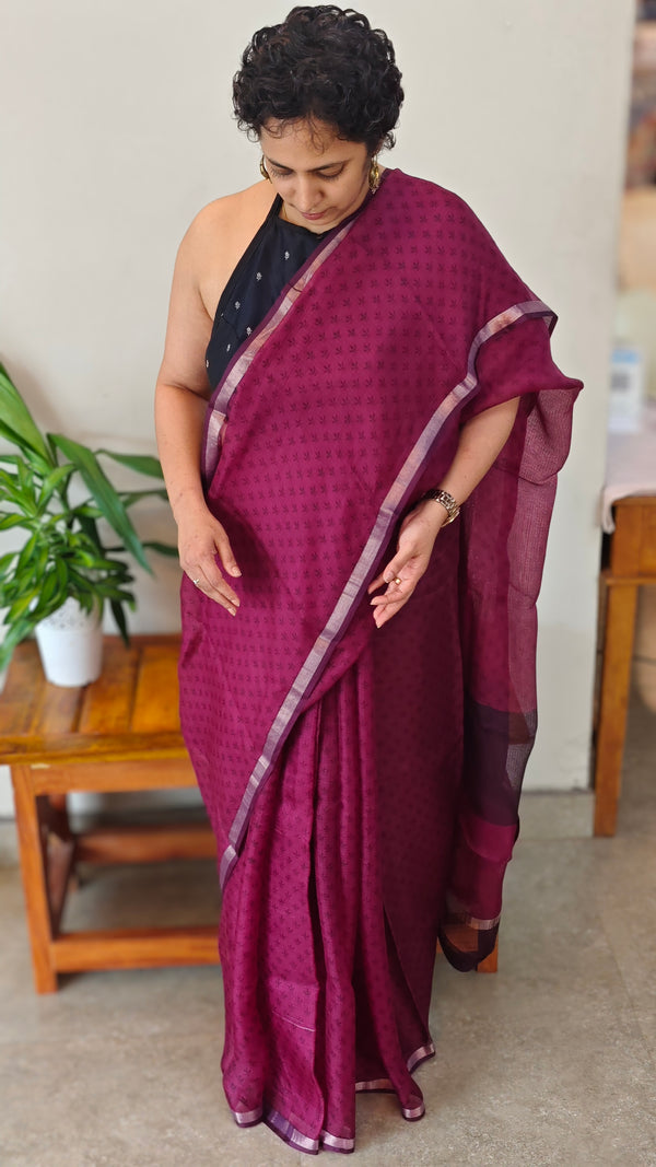 Wine printed kota silk saree - KTS3