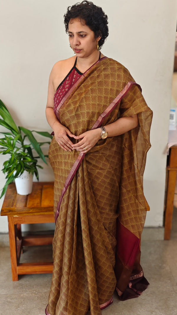 Mehandi green kota silk saree - KTS3
