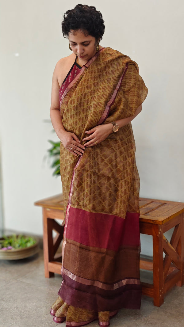 Mehandi green kota silk saree - KTS3