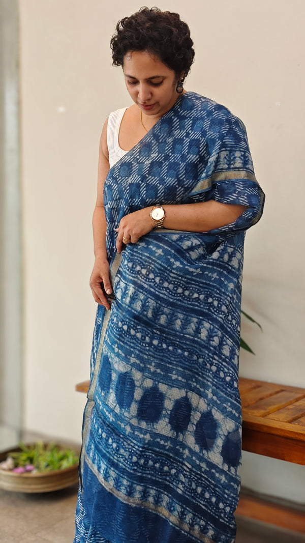 Indigo kota silk saree - A2 - KTS3