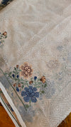 Off white and Blue Tepchi kota saree