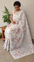 Pearl white embroiderednet kota saree