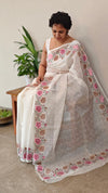Off whiteand Pink Tepchi kota saree