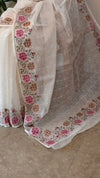 Off whiteand Pink Tepchi kota saree