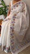 Off white and purple Tepchi kota saree
