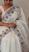 Off white and purple Tepchi kota saree
