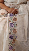Off white and purple Tepchi kota saree