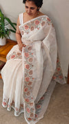 Off white and Peach Tepchi kota saree