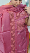 Mauve tussar silk suit