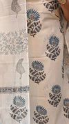 Off white Block printed Chanderi suit