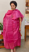 Dark pink tussar silk suit