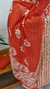 Off white and brick red cotton suit