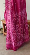 Dark pink tussar jamdani saree - ZE38