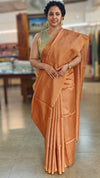 Rust brown zari check tussar silk saree - 4K32