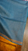 Ocean blue zari check tussar silk saree - 4K32
