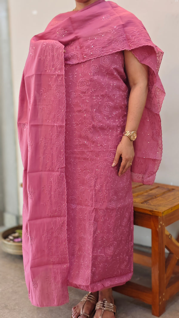 Punch pink muslin salwar suit