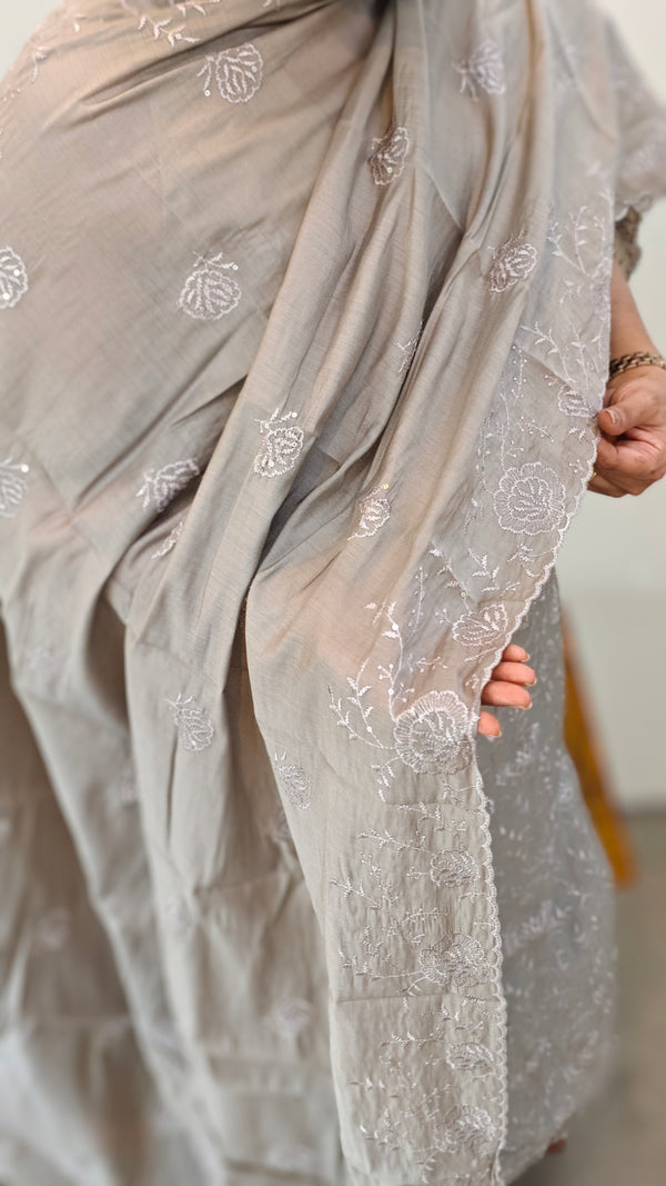 Dusty grey muslin salwar suit
