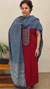 Maroonand Blue cotton salwar suit