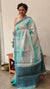 Aqua blue and ivory shaded tussar silk saree - G253