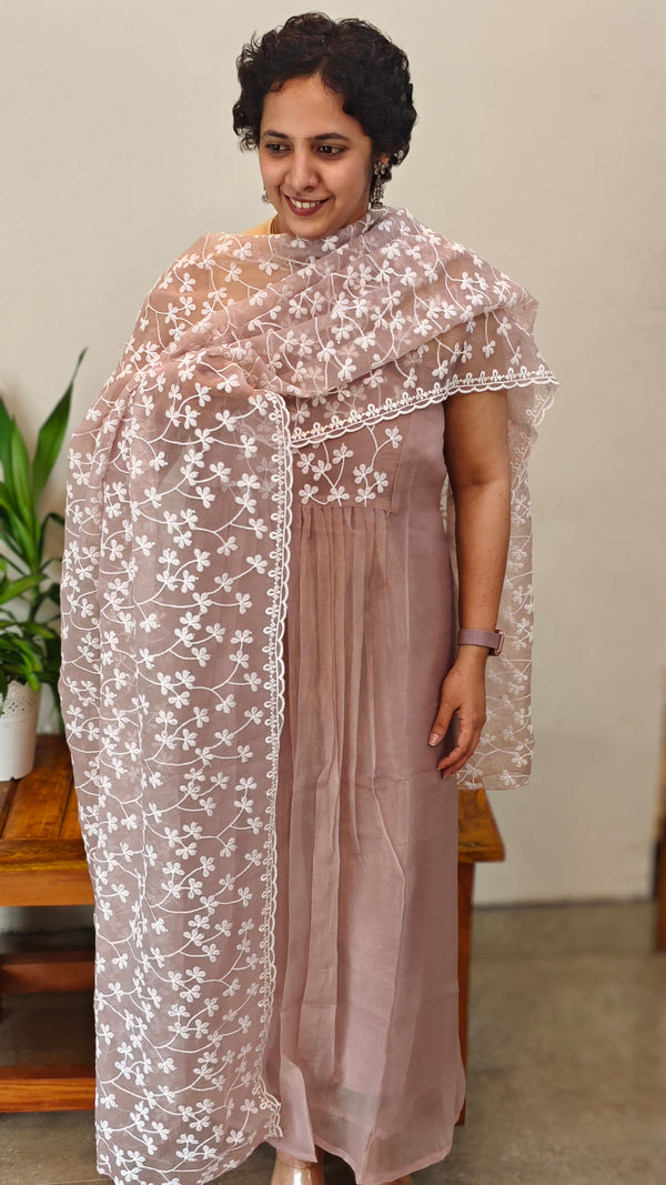 Mauve tissue organza suit - B904