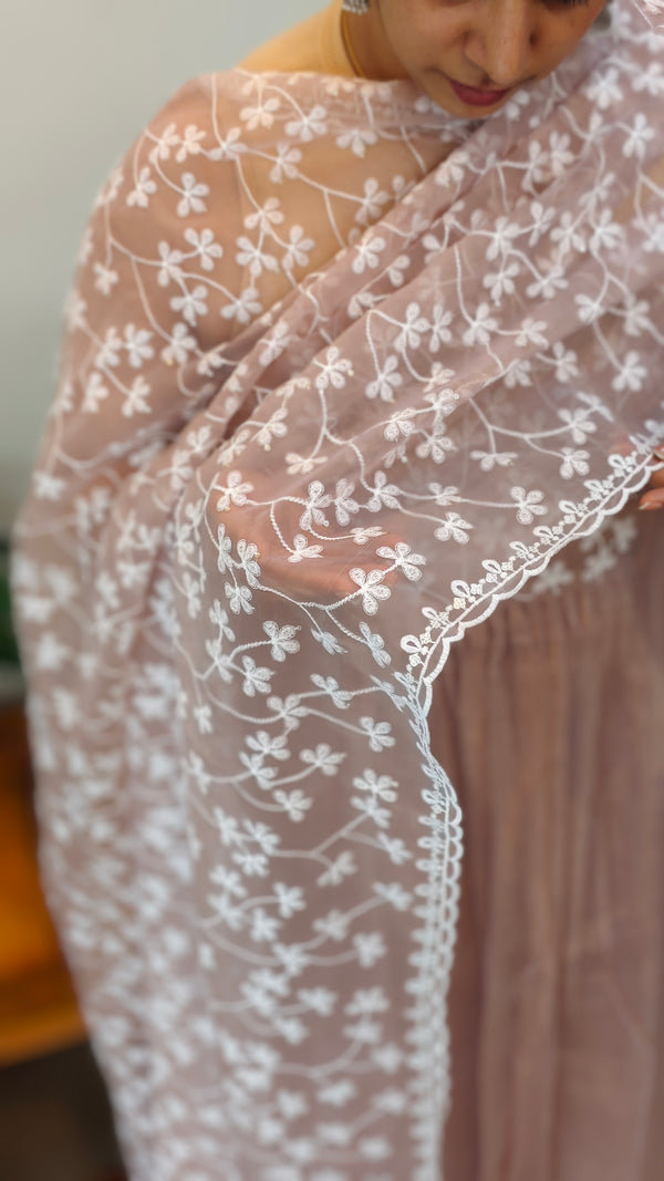 Mauve tissue organza suit - B904