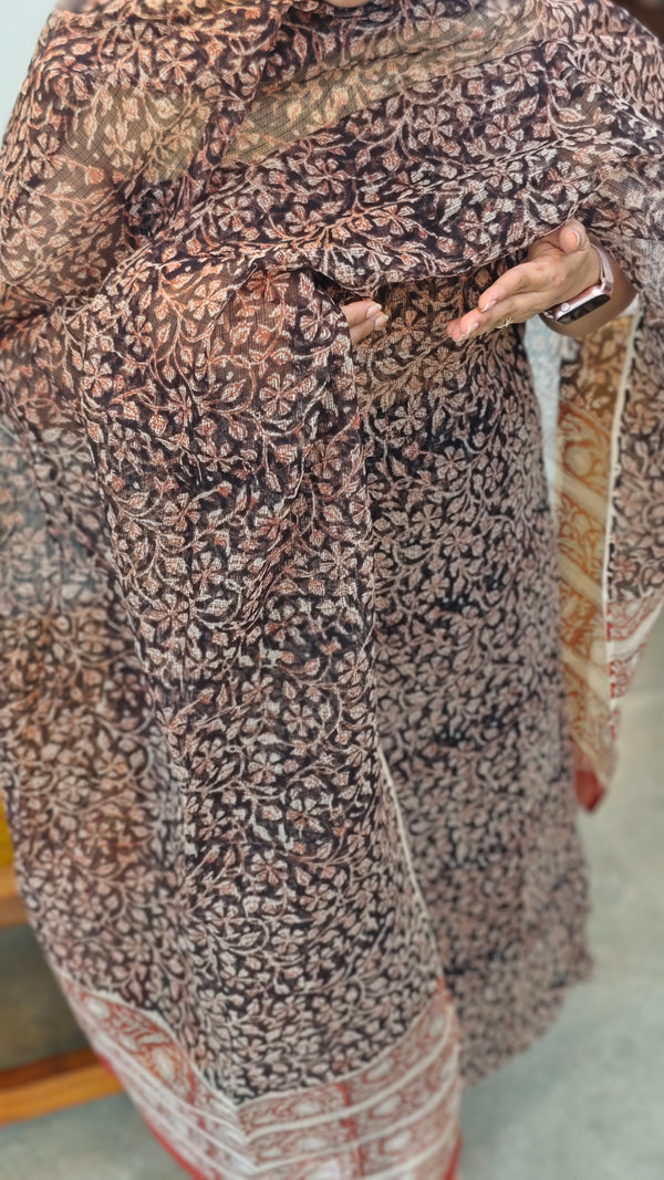 Black and brick red Kota doria salwar suit - GD331