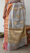 Grey and red tissue kota banarasi saree - CSF5