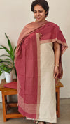 Beige and Maroon handloom cotton suit