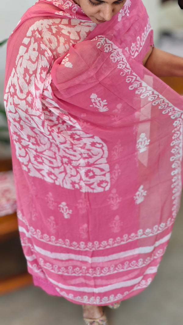 Pink Bathik printed cotton suit