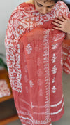 Peach Bathik printed cotton suit