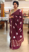 Wine chinon silk bandini saree - NG22