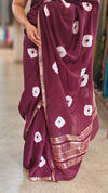 Wine chinon silk bandini saree - NG22
