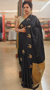 Designer black crepe silk saree