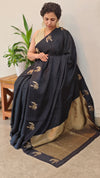 Designer black crepe silk saree