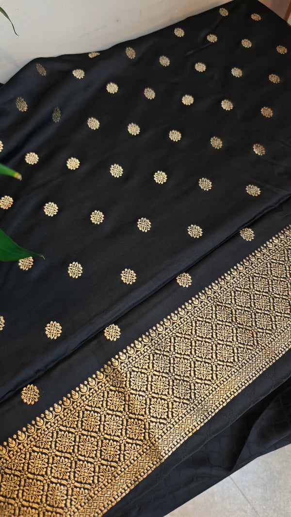 Designer black crepe silk saree