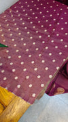 Wine Chinon silk banarasi saree