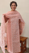 Peach embroidered net kota suit - QA72