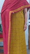 Mustard and Maroon handloom cotton suit