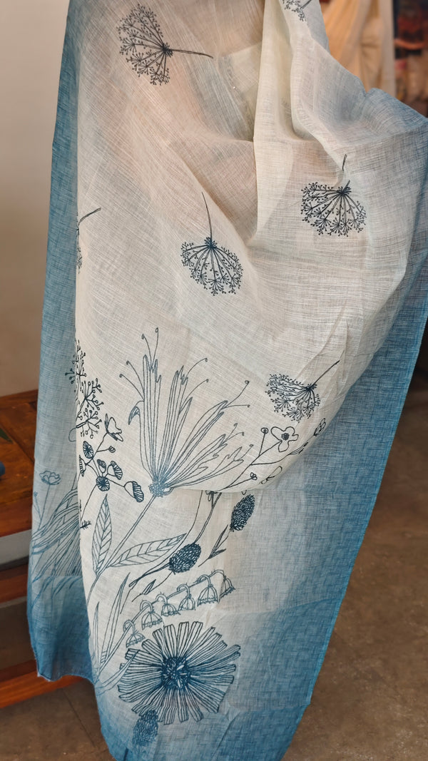 Off white and Blue Blended Linen suit