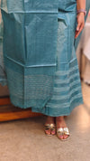 3300 - Peacock blue tussar silk suit - 1