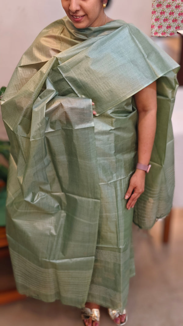 3300 - Sage green tussar silk suit - 2
