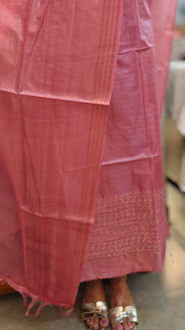 3300 Blush pink tussar silk suit - 3