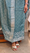 Dark teal chinon banarasi suit