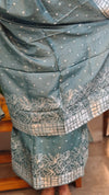 Dark teal chinon banarasi suit