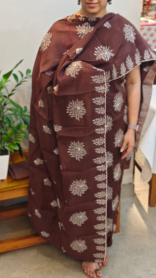 Coffee brown muslin salwar suit - HT49